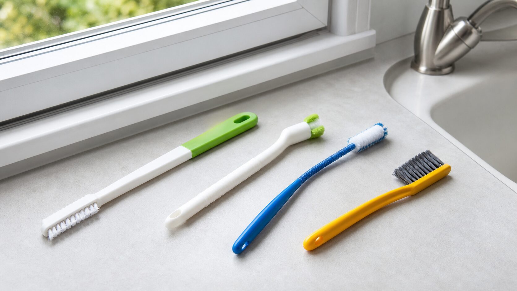 細かい溝掃除に使うスキマブラシの比較イメージ