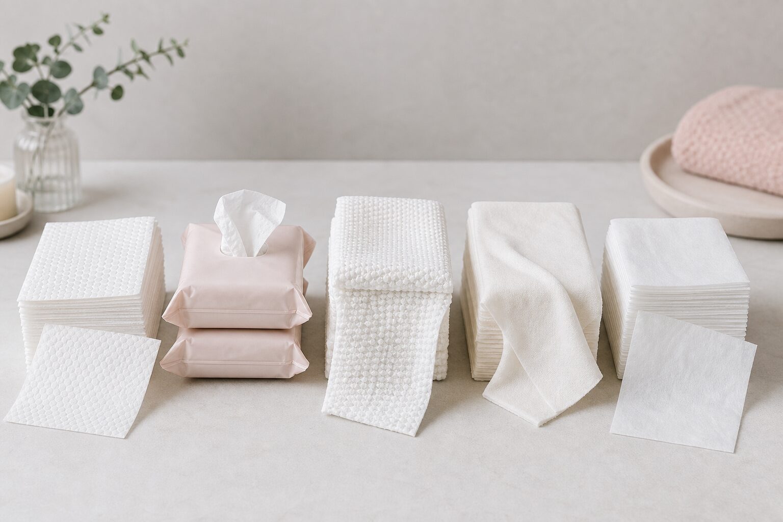 厚手・薄手・携帯用など洗顔タオルの種類を比較したイメージ