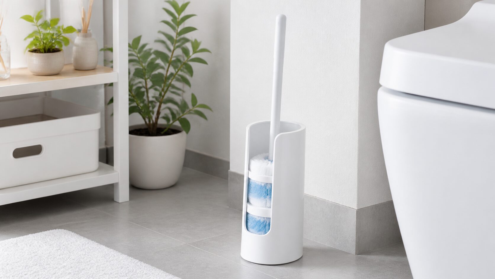 専用スタンドに収納した流せるトイレブラシのイメージ