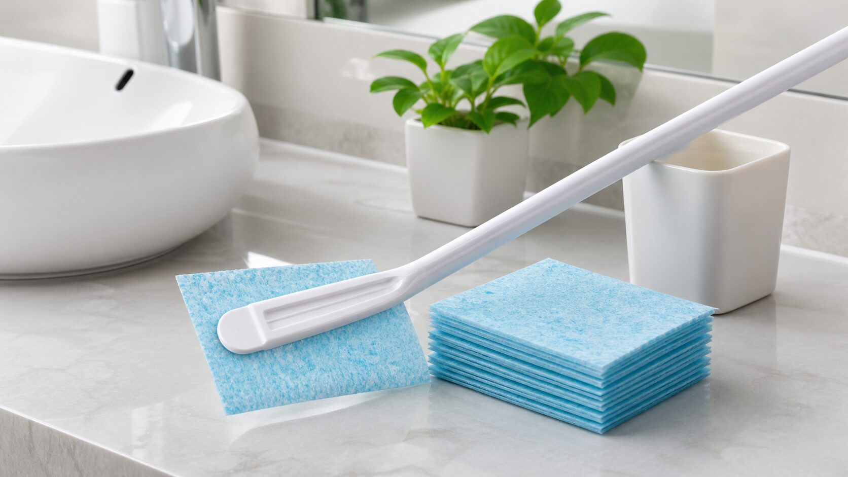 掃除用トングと使い捨て替えブラシを組み合わせるイメージ