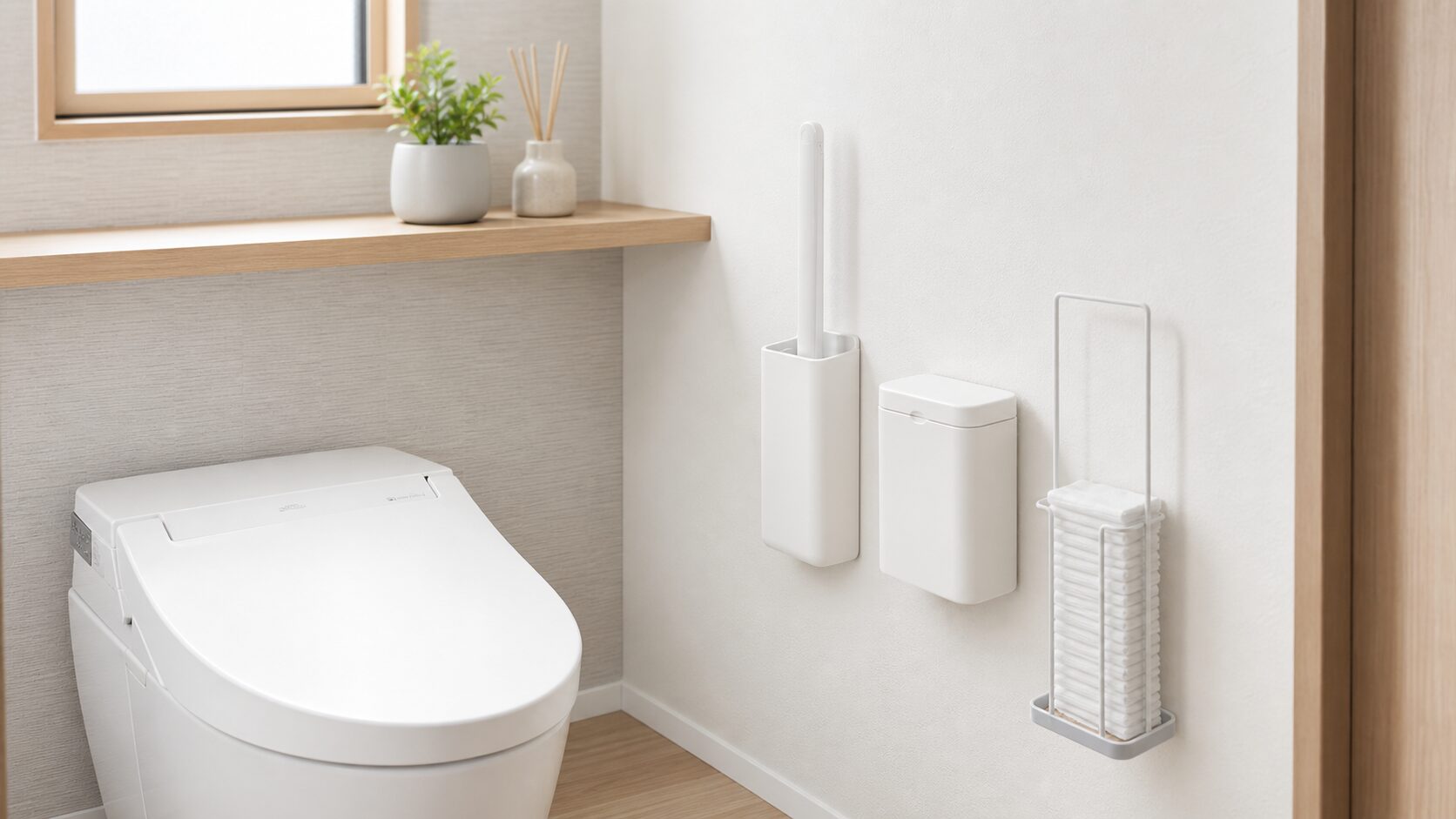 流せるトイレブラシと替えブラシを清潔に収納するイメージ