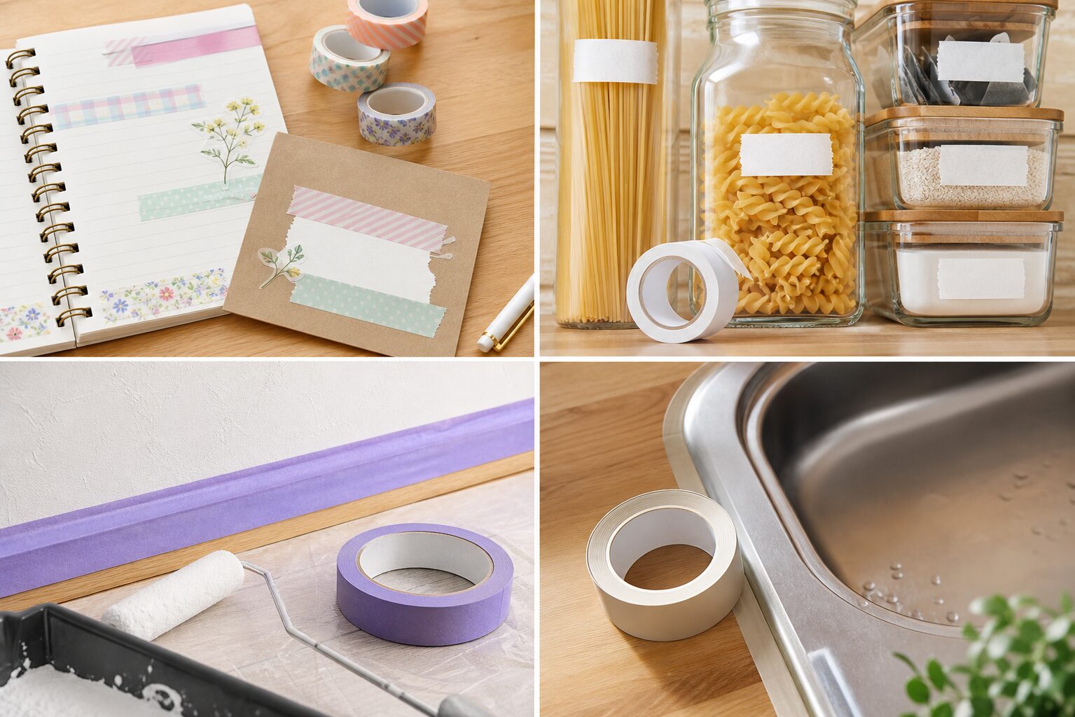 文具やラベル、DIY、水回りで使うマスキングテープの用途例