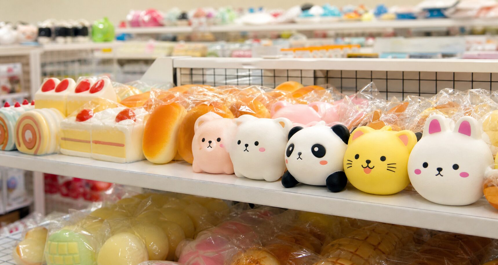 100均の売り場でスクイーズを探すイメージ