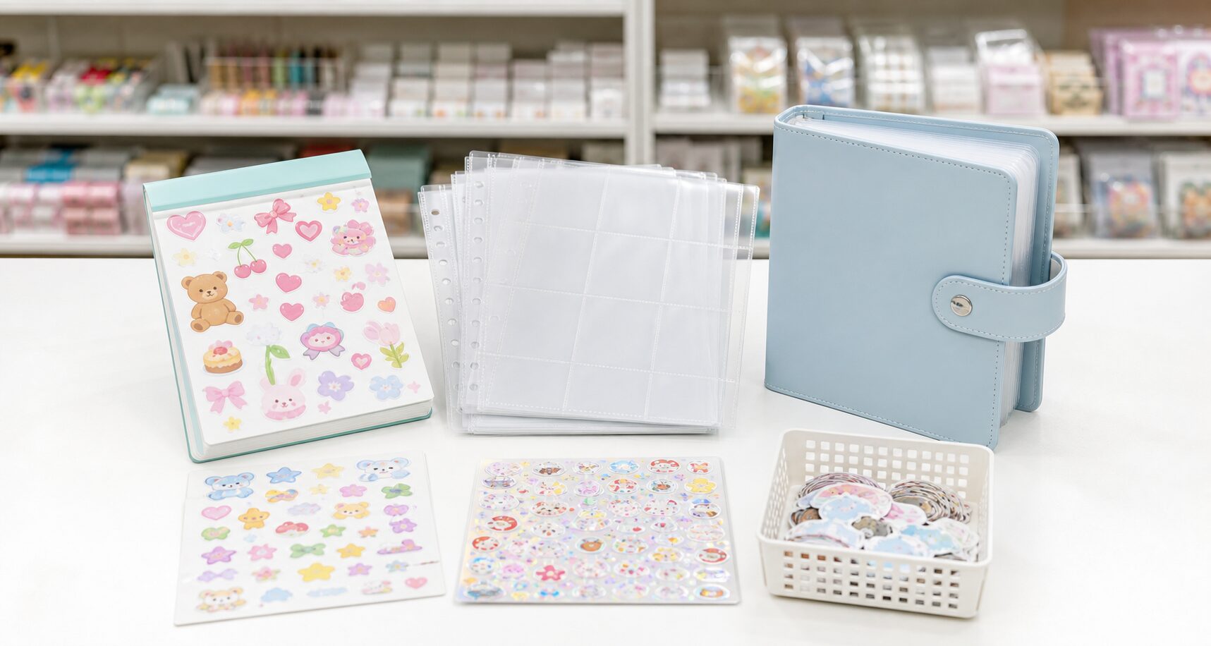 100均シール帳の売り場をまとめるイメージ