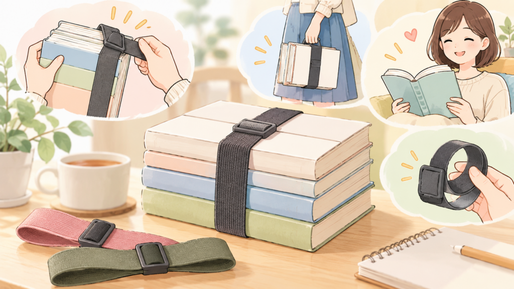ダイソー 便利ベルト 売り場を説明するAI生成イラスト（商品の実物ではありません）