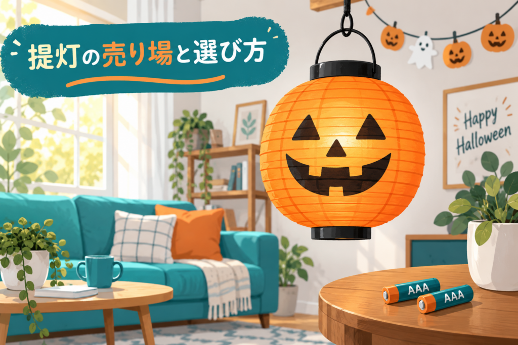 ダイソー 提灯 売り場の用途・選び方を説明するAI生成イラスト（商品の実物ではありません）