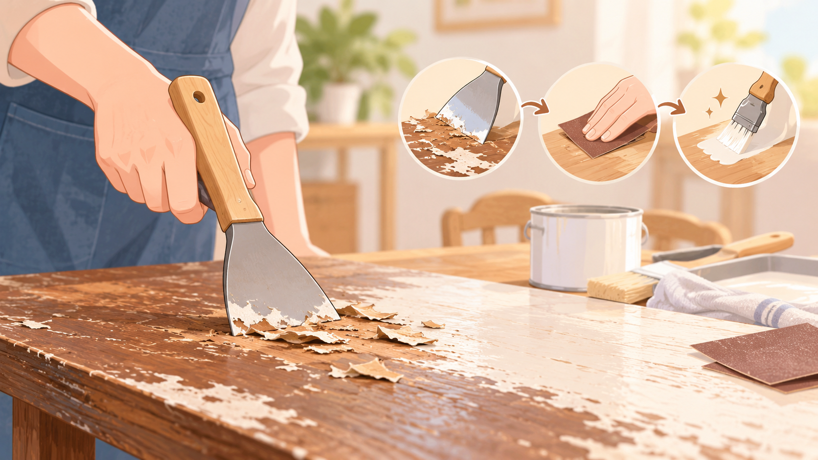 ダイソー スクレーパー 売り場を説明するAI生成イラスト（商品の実物ではありません）