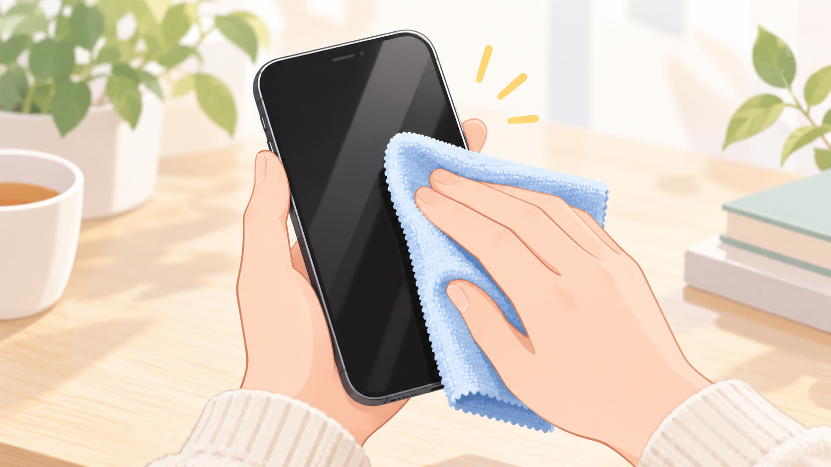 ダイソー 液晶クリーナー 売り場を説明するAI生成イラスト（商品の実物ではありません）