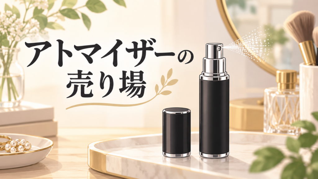 ダイソー アトマイザー 売り場を説明するAI生成イラスト（商品の実物ではありません）