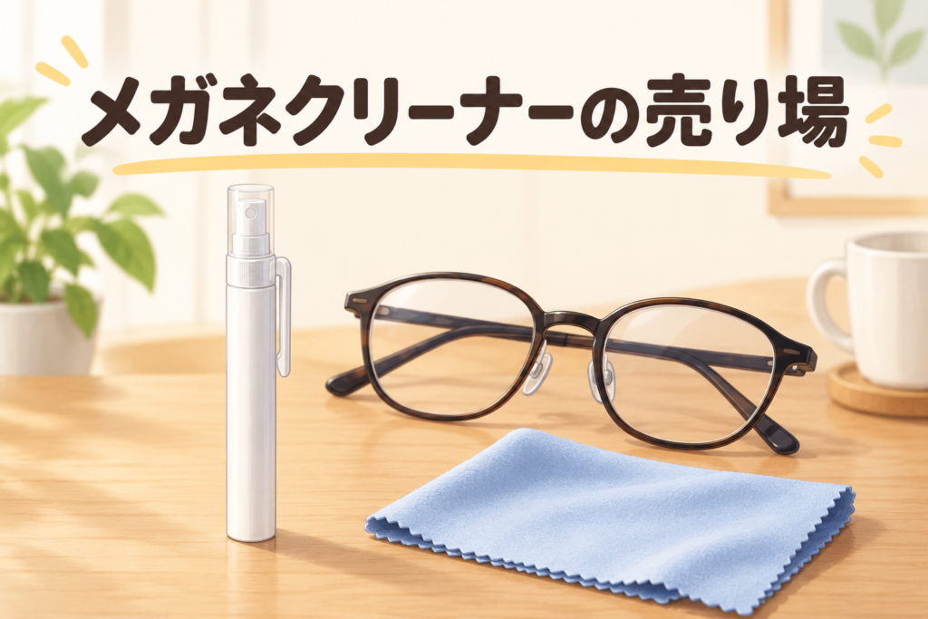 ダイソー メガネクリーナー 売り場を説明するAI生成イラスト（商品の実物ではありません）