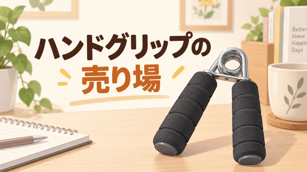 ダイソー ハンドグリップ 売り場を説明するAI生成イラスト（商品の実物ではありません）