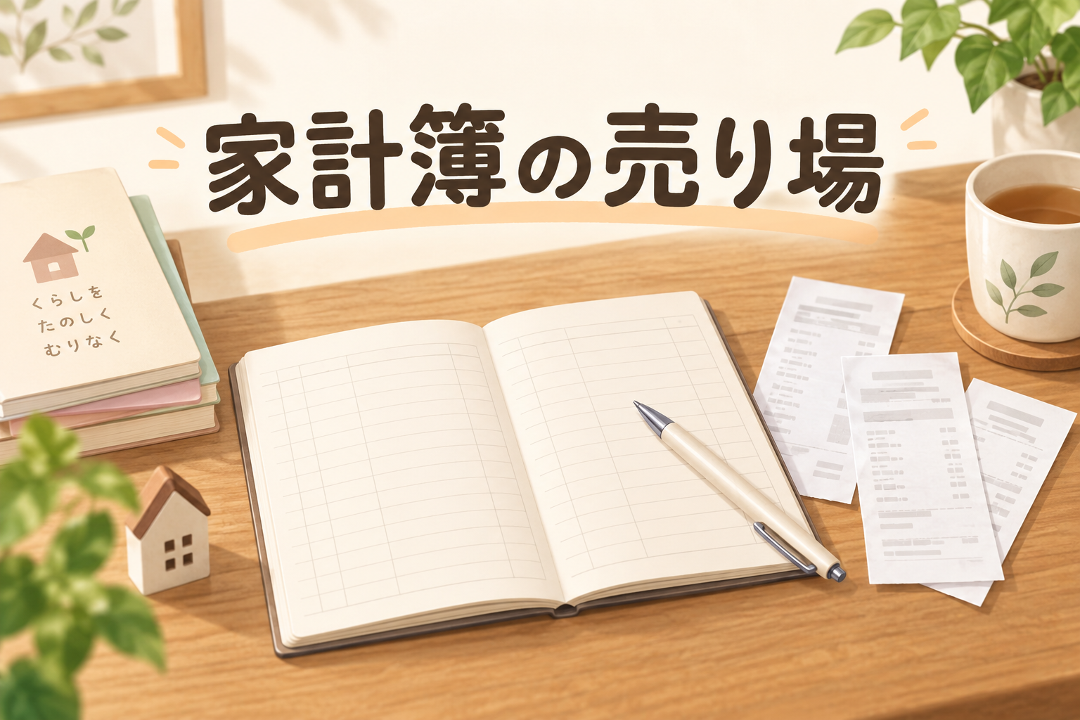 ダイソー 家計簿 売り場を説明するAI生成イラスト（商品の実物ではありません）