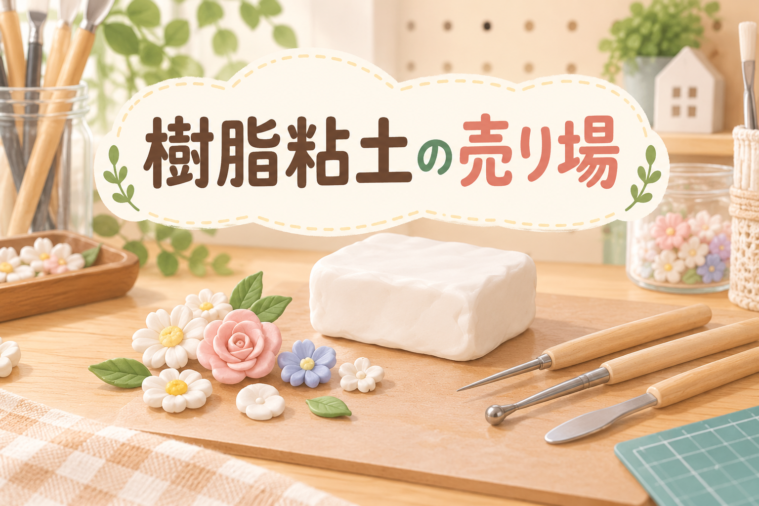 ダイソー 樹脂粘土 売り場を説明するAI生成イラスト(商品の実物ではありません)