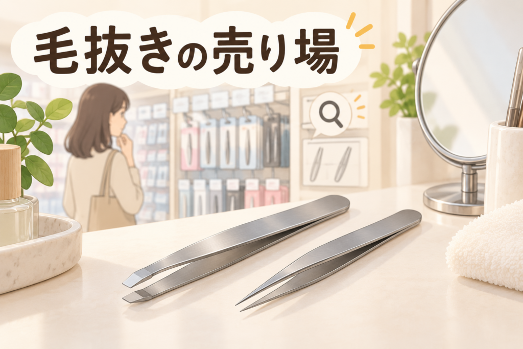 ダイソー 毛抜き 売り場を説明するAI生成イラスト（商品の実物ではありません）