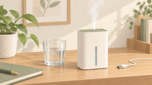 ダイソー 加湿器 売り場を説明するAI生成イラスト（商品の実物ではありません）